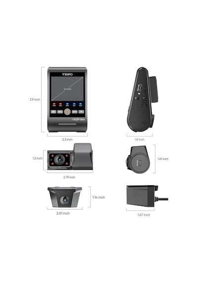 Viofo A229 Ultra 3 Kameralı Ön+iç+arka Dış Su Geçirmez 4k+4k+1080p Sony Starvis 2 Sensörlü Hdr Wi-fi 6 Gps'li Araç Kamerası