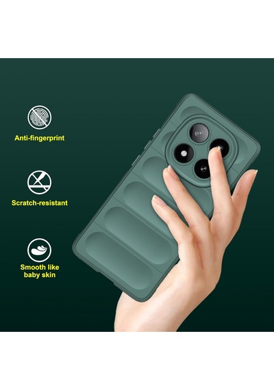 Xiaomi Redmi Note 15 Pro 4g Uyumlu Kılıf Esnek Tpu Oyuklu Arka Yüzey Tasarımlı Silikon Kapak Koyu Yeşil
