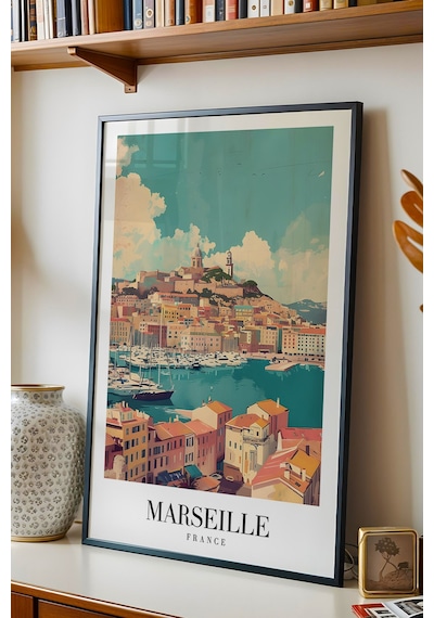 Marseille France Vintage Seyahat Posteri Çerçeveli Tablo - Premium Fransız Rivierası Duvar Dekoru Siyah Marseille France Vintage Seyahat Posteri Çerçeveli Tablo - Premium Fransız Rivierası Duvar Dekoru Siyah