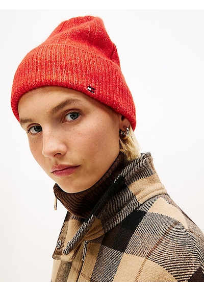 Tommy Hilfiger Th Flag Fluffy Beanıe Kadın Turuncu Bere - Aw0aw17779