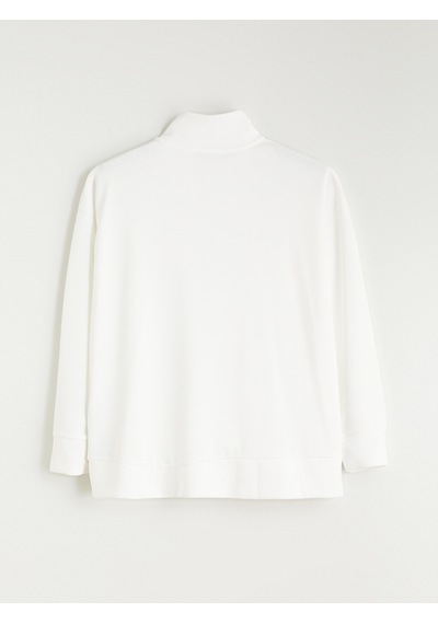 Lcw Comfort Beyaz Dik Yaka Kadın Sweatshirt