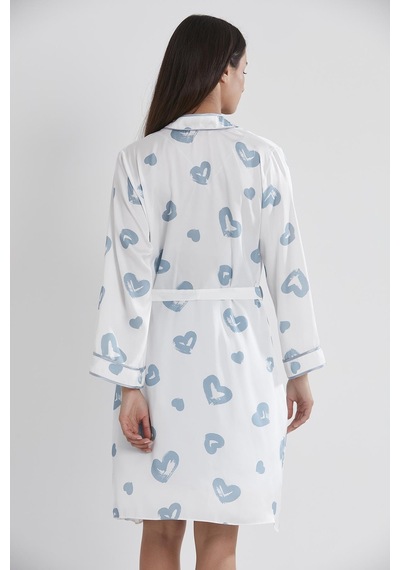 Pierre Cardin 2406 Kadın Saten Emprime Gecelik&sabahlık Takım - Mist Mist