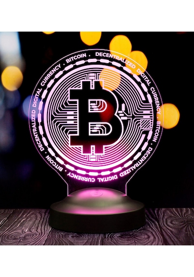 Bitcoin Led Masa Lambası, Bitcoin Hediye, Bitcoin Para Şeklinde Lamba, Kripto Dekoratif Aydınlatma
