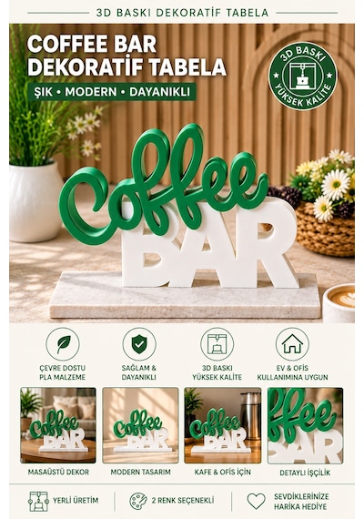 Coffee Bar Dekoratif Masaüstü Tabela 3d Baskı Modern Kafe Ve Mutfak Dekoru 05073139