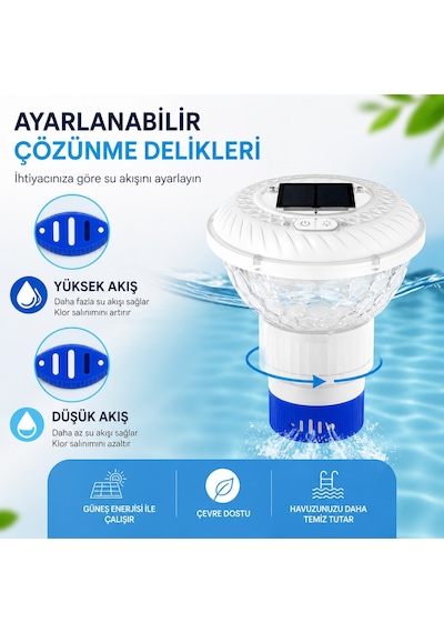 Hymark Güneş Enerjili Rgb Uzaktan Kumandalı Su Geçirmez Havuz Klor Şamandırası