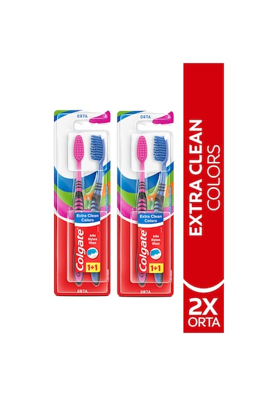 Colgate Extra Clean Dil Temizleyicili Diş Fırçası 2 x 2'li