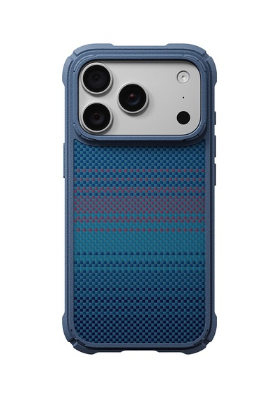 Apple iPhone Uyumlu 18 Pro Kılıf M-safeli Pitaka Tactile Woven Sunset-moonrise Aramid Serisi Cairn Kapak Lacivert