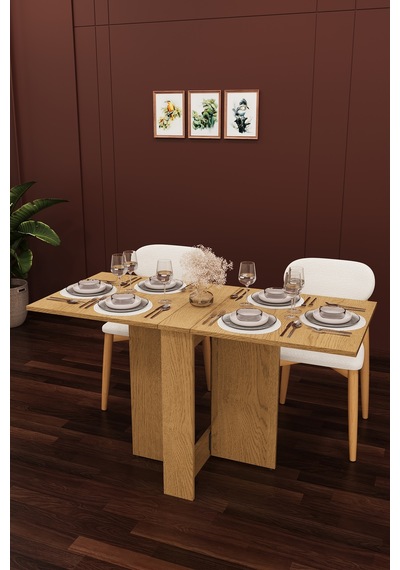 Lüks Katlanır Mutfak Yemek Masası %100 Mdf Pratik Çalışma Masası Km32 Karına