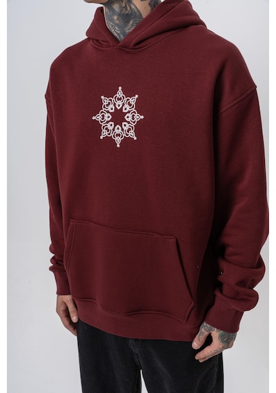 Respire Erkek Itsbyzey Nakışlı Kapüşonlu Oversize Hoodie Bordo
