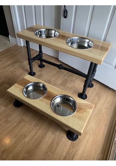 Dekoratif Borudan Kedi Köpek Mama Standı 2'li Set