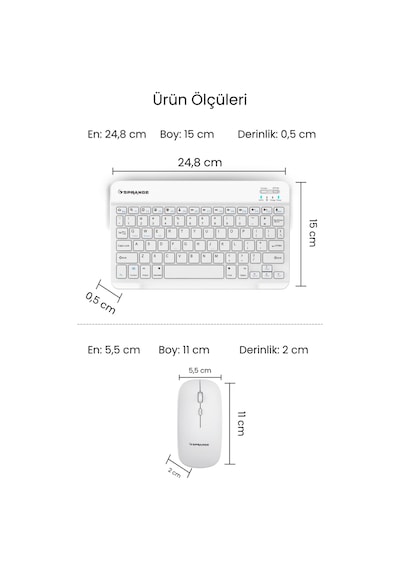 Tablet Ve Telefonlar İçin Bluetooth - Wireless Klavye Ve Mouse Set - Beyaz Diğer