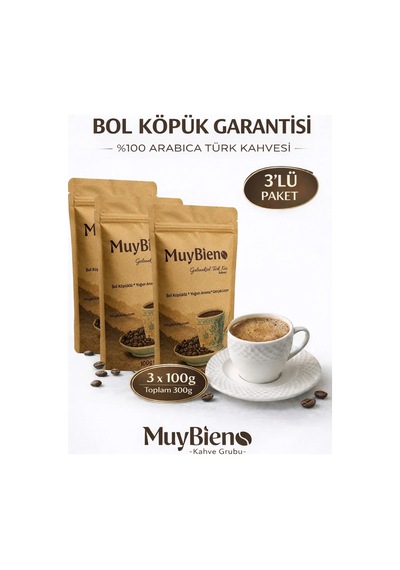 Türk Kahvesi 3x100g %100 Arabica Bol Köpüklü Yoğun Aromalı Taze Öğütülmüş