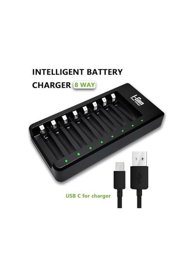 I-gen G827 8&apos Li Pil Şarj Aleti + 8 Adet Aa 2700 Mah Şarj Edilebilir Aa Şarjlı Kalem Pilli Set 1.2v Ni-mh