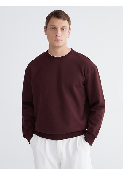 Lcw Vision Bordo Bisiklet Yaka Erkek Kalın Sweatshirt