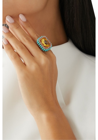 Emerald Cocktail Ring Kadın Yüzük 2x2x2.5 Cm Turuncu