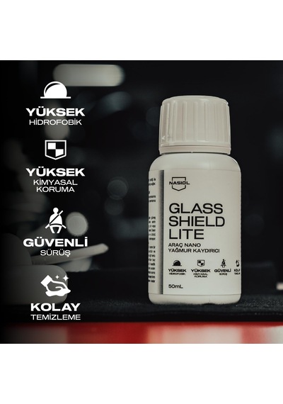 Nasiol Glasshield Lite Araç Nano Yağmur Kaydırıcı Ve Su Itici Sprey-50 Ml-1 Yıl Etkili-cam Koruma