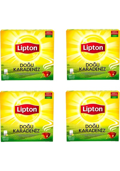 Lipton Doğu Karadeniz Bergamot Aromalı Bardak Süzen Poşet Siyah Çay 100'lü Paket X 4 Adet