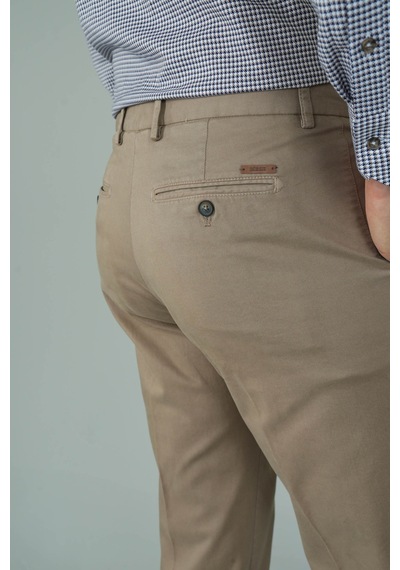 Bisse Bej Pamuklu Chino Pilesiz Erkek Pantolon Pns24k24001 07 Bej