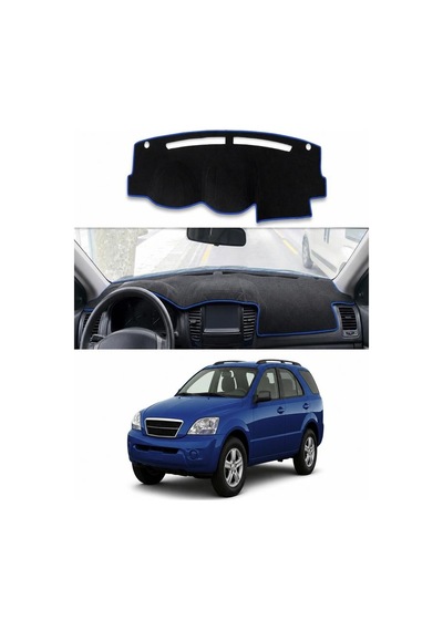 Kia - Sorento 2002-2009 Uyumlu Torpido Koruma Kılıfı - Mavi Şeritli