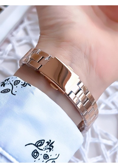 Ferro Rose Gold Renk 3 Atm Suya Dayanıklı Çelik Kordon Özel Tasarım Kadın Kol Saati Bf21099awt-c