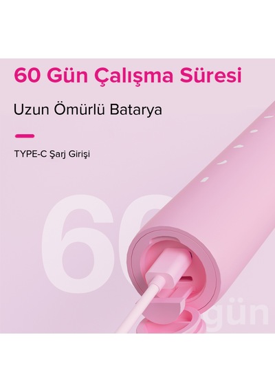 Steriball Elektrikli Diş Fırçası Pembe - 5 Farklı Mod Değiştirilebilir Fırça Başlığı Type-c Şarj Şarjlı