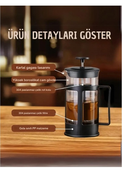 Bybars French Bitki Çayı, Kahve Pressi Plastik 600 Ml Çok Renkli