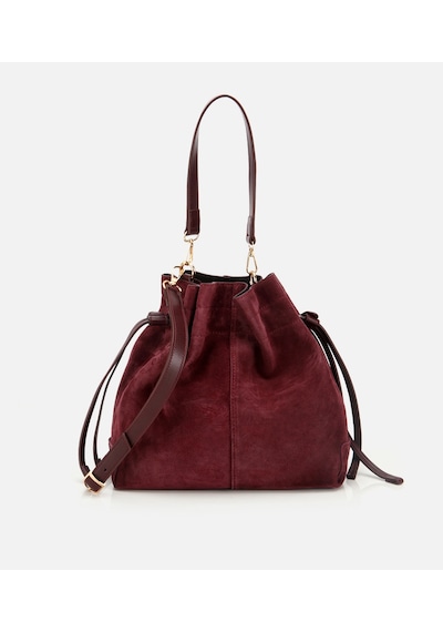 Hotiç Kadın Süet Deri Bordo Bucket Omuz Çantası 03cah316270a780 03cah316270a780 Bordo