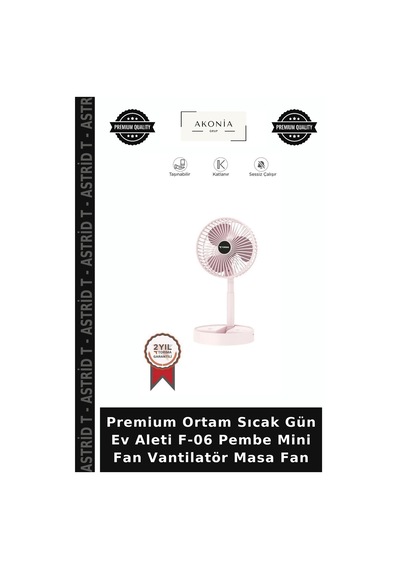 Premium Ortam Sıcak Gün Ev Aleti F-06 Pembe Mini Fan Vantilatör Masa Fan