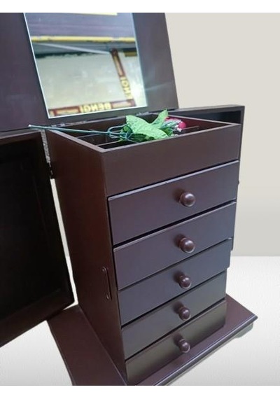 Hobi Erdl Model90525 7çekmeceli Takı Şifonyer Kutu Aynalı Ceviz Renkli El Yapım