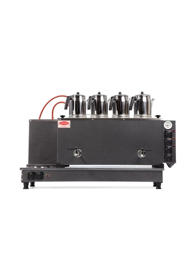 Tiryaki 4 Demlikli Statik Pleytli Çay Kazanı 45l Elektrik + Gaz 304 Paslanmaz Çay Ocağı Gri - Dms9051073475630