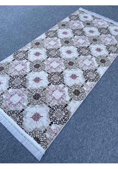 Burak Halı 125x250 Pudra Pembe Vizon Kesme Saçaklı Halı