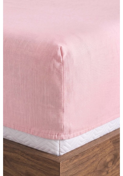 Soft Pembe %100 Pamuklu Çift Kişilik Lastikli Çarşaf Takımı - 3 Parça