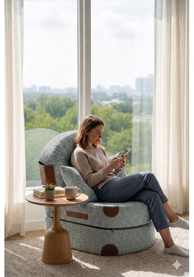 Viscolog Comfort Yeni Nesil Bohem Tekli Koltuk,legom Yataklı Katlanır Berjer,yer Yatağı, Modüler,65x75 85cm Düz Gri