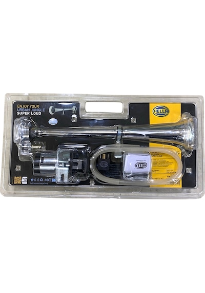 Hella 12V Havalı Korna Tekli Krom Marin Kompresörlü