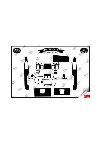 Fiat Ducato 2007- 2020 Full Torpido Konsol Trim Göğüs Maun Kaplama Set 34 Parça Siyah