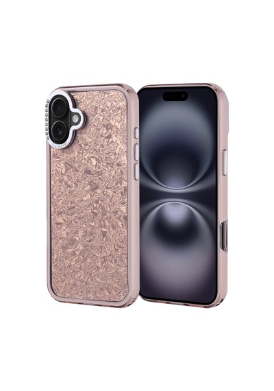 Kilifone - İphone 16 Plus Uyumlu Kılıf Taşlı Tasarımlı Koruyucu Kapi Kapak - Gold - T36878