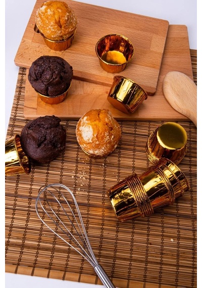 Kağıt Muffin Kek Ve Sufle Kapsülü Metalik Gold Altın 10'lu Goldcakes