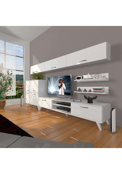 Decoraktiv Eko 8 Slm Dvd Retro Tv Ünitesi Tv Sehpası Beyaz