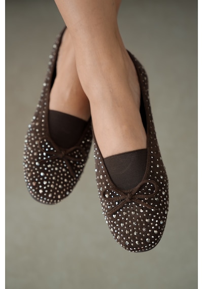Selin Shoes Ziva Süet Üzeri Taş Detay Fiyonk Aksesuar Kadın Babet- Kahve Süet Kahverengi Selin Shoes Ziva Süet Üzeri Taş Detay Fiyonk Aksesuar Kadın Babet- Kahve Süet Kahverengi