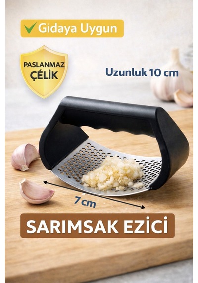 Paslanmaz Çelik Sarımsak Ezici Ergonomik Sarımsak Ezme Aparatı Siyah