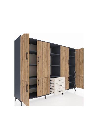 Hyperion Dolap 11 Raflı 3 Çekmeceli 8 Kapaklı 220x44x163 Antrasit Antrasit-çam/aytaşı Hyperion Dolap 11 Raflı 3 Çekmeceli 8 Kapaklı 220x44x163 Antrasit Antrasit-çam/aytaşı
