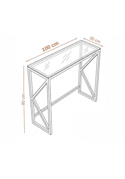 Lumina Modern Antre Dresuarı - 4mm Temperli Camlı Metal Konsol - 100x30 Cm Gri