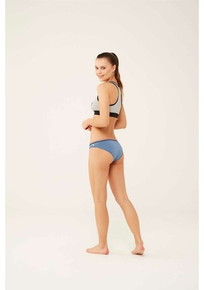 U.S. Polo Assn. Kadın Beyaz - Mavi Melanj - Gri Melanj 3 Lü Slip 66271 Mavi