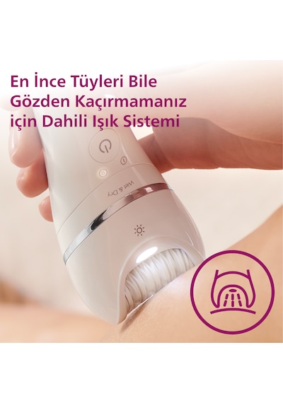 Philips BRE700/05 Epilatör (Yüz+Koltuk altı+Bikini Bölgesi+Bacak)Islak-Kuru,Işıklı,Kablosuz