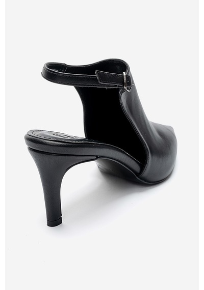 Luvishoes Rosalıe Siyah Cilt Sivri Burunlu Kadın Topuklu Ayakkabı