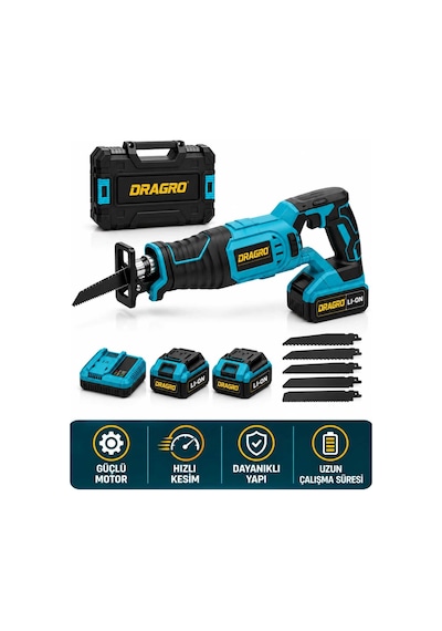 Dragro Drg-21v Kömürsüz Çelik Şanzuman Beton Tuğla Kemik Kesme Tilki Kuyruğu Akülü Testere Makinesi
