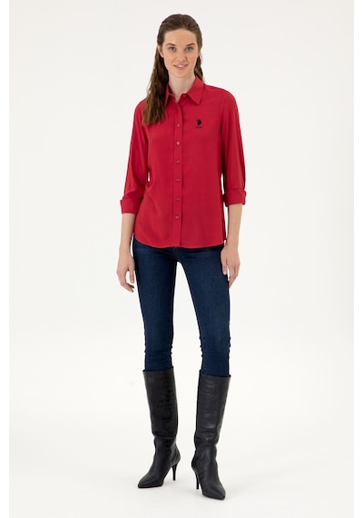 U.S. Polo Assn. Kadın Vişne Uzun Kollu Gömlek 50316429-VR104