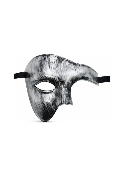 Antik Eskitme Gümüş Erkek Yarım Maske - Phantom & Balo Maskesi Diğer