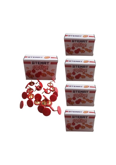Renkli Raptiye Kırmızı Pvc Kaplı 5 Paket 150 Adet