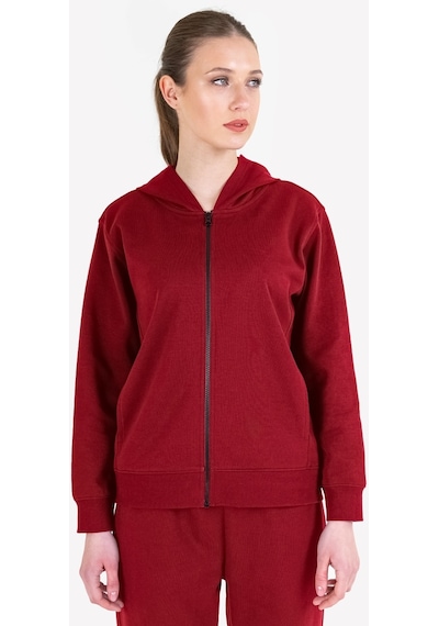 Lescon Kadın Fermuarlı Kapüşonlu Sweatshirt 23N-2219 Kırmızı